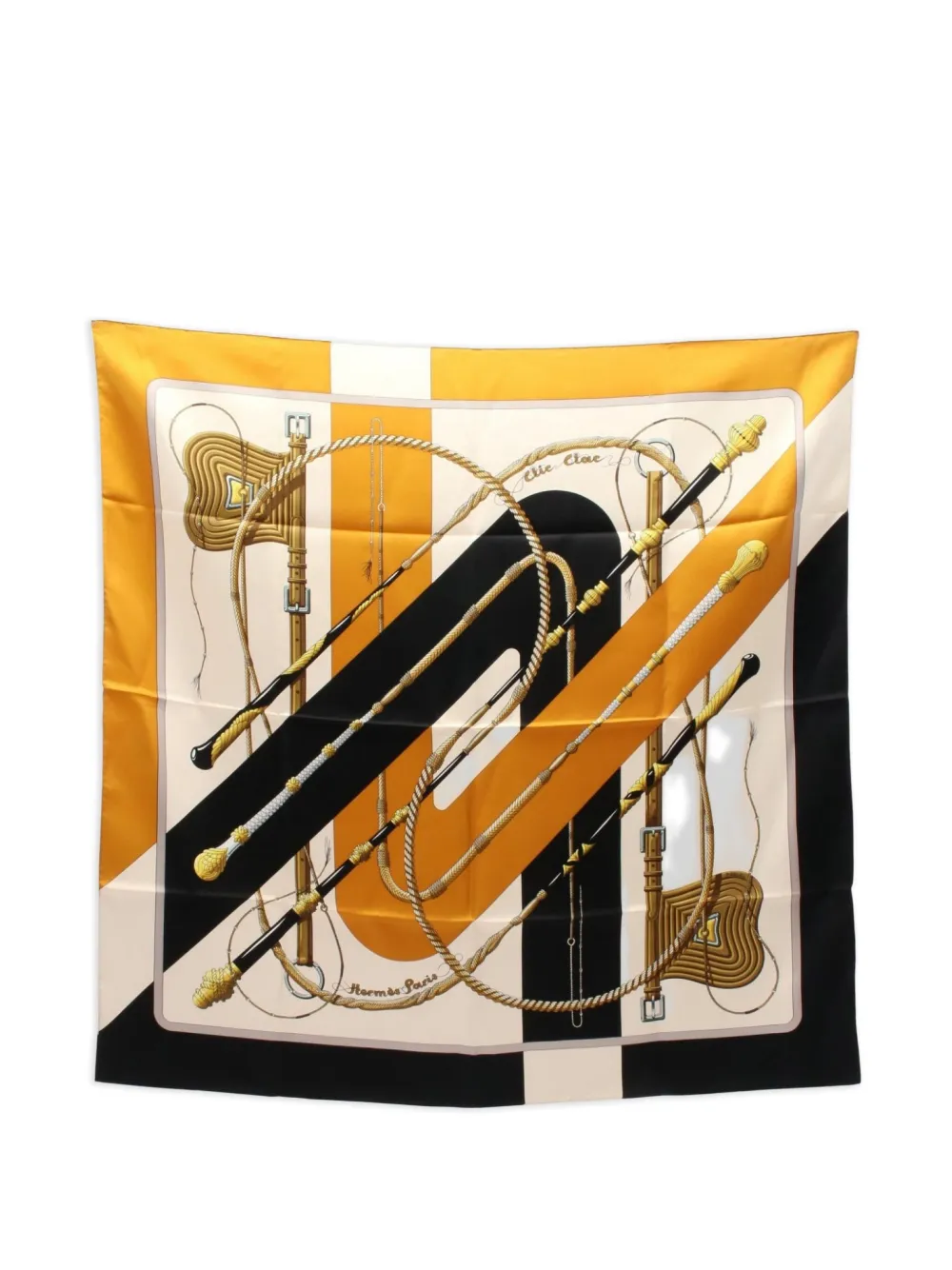 Hermès Pre-Owned 2010s Clic Clac patterned silk scarf - イエロー Hermès Pre-Owned 2010s Clic Clac patterned silk scarf - イエロー