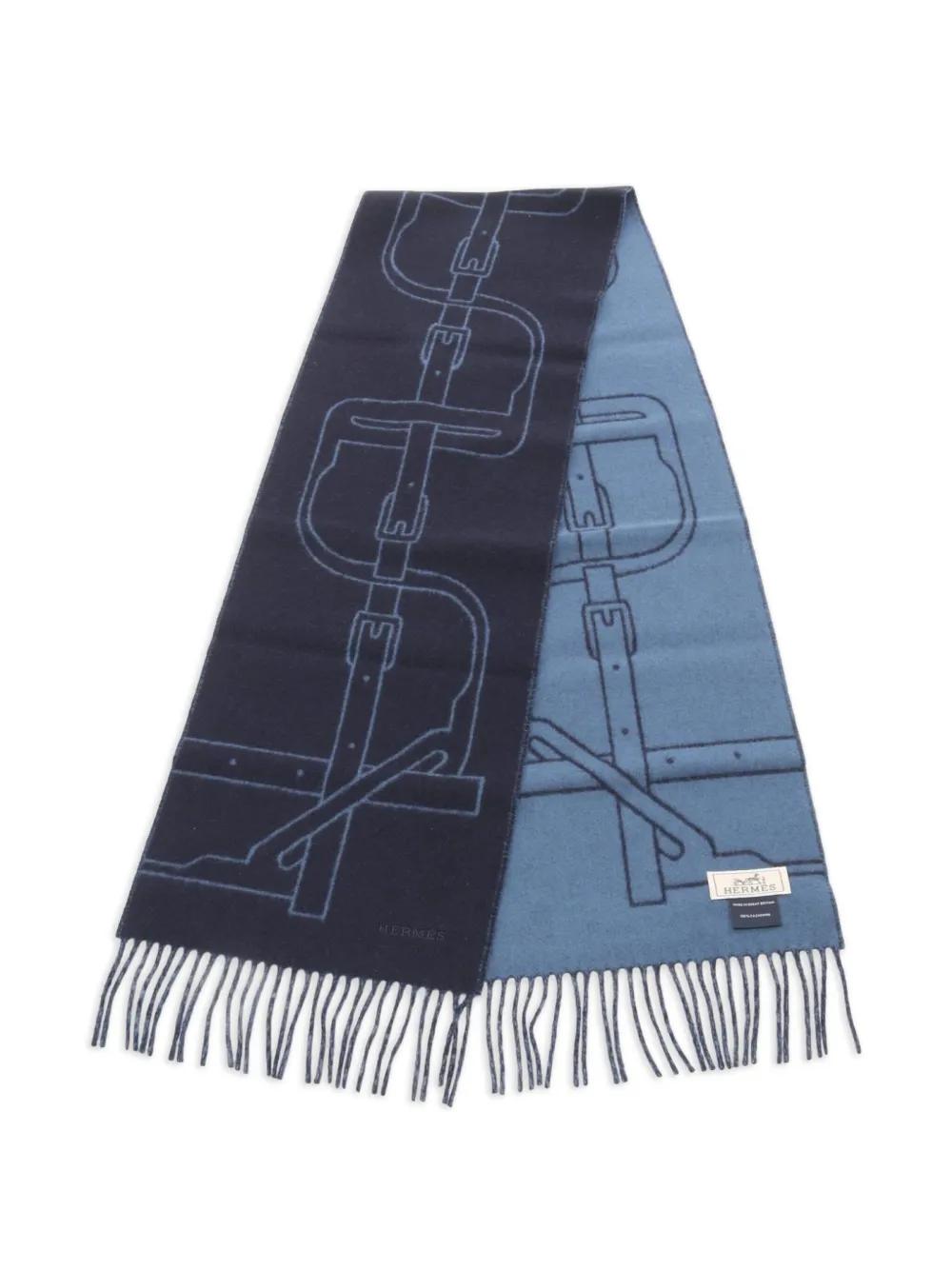Hermès Pre-Owned mascada de cachemira Mors A Jouets 2010 | azul | Image 1