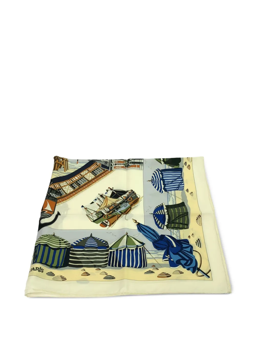 Hermès Pre-Owned 2000s beach-print silk scarf | Neutrals | Image 1
