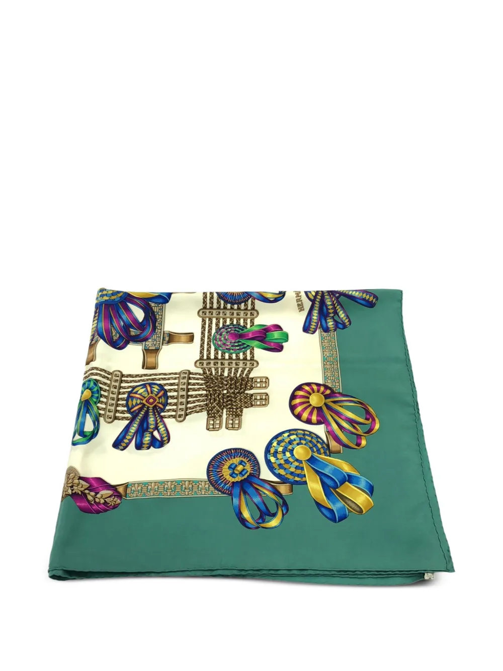 Hermès Pre-Owned mascada de seda con listones estampados 2000 | verde | Image 1