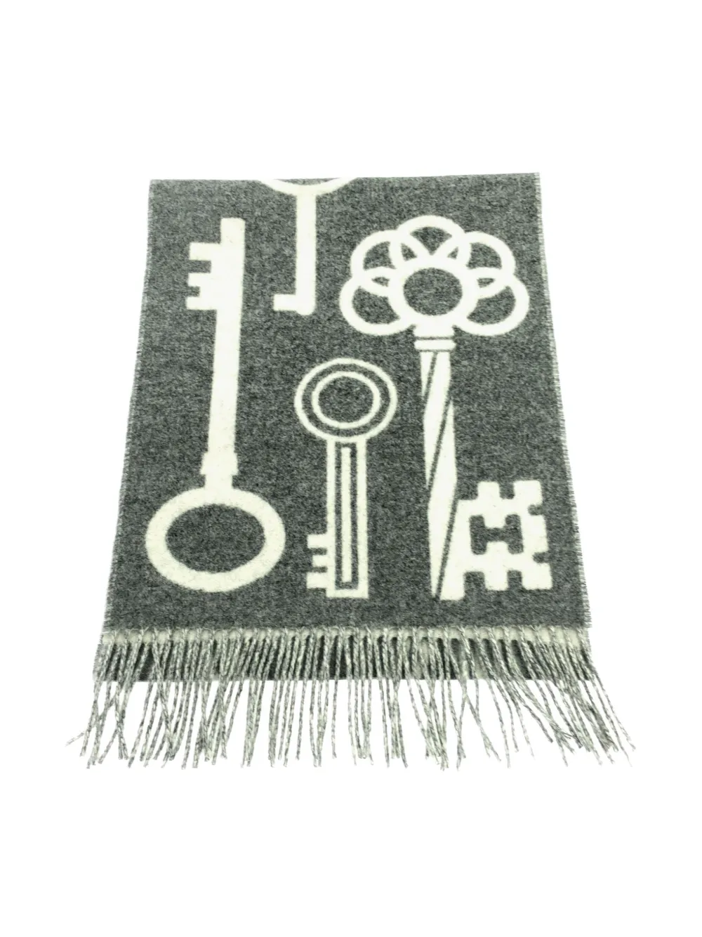 Hermès Pre-Owned 2010s key-motif wool scarf | Grey | Image 1