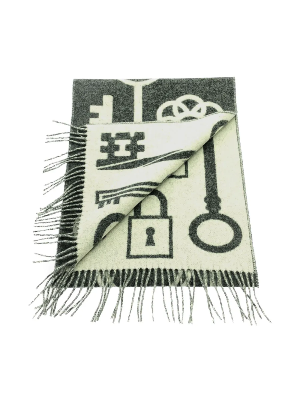 Hermès Pre-Owned 2010s key-motif wool scarf | Men | Image 2