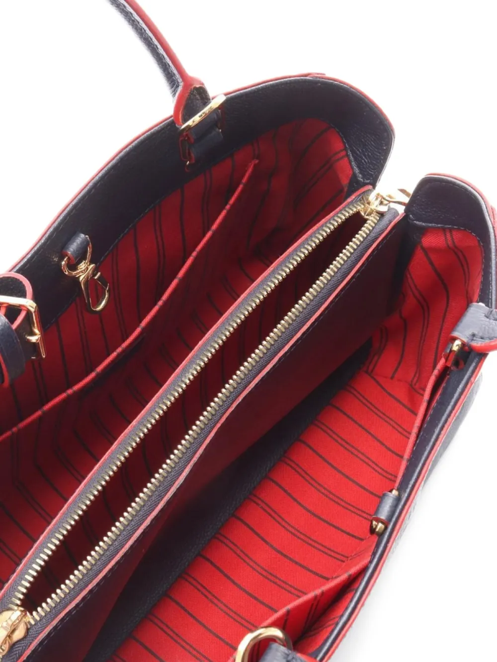 Pre-owned Louis Vuitton 2018 Montaigne Mm Monogram Empreinte Marine Rouge Handbag