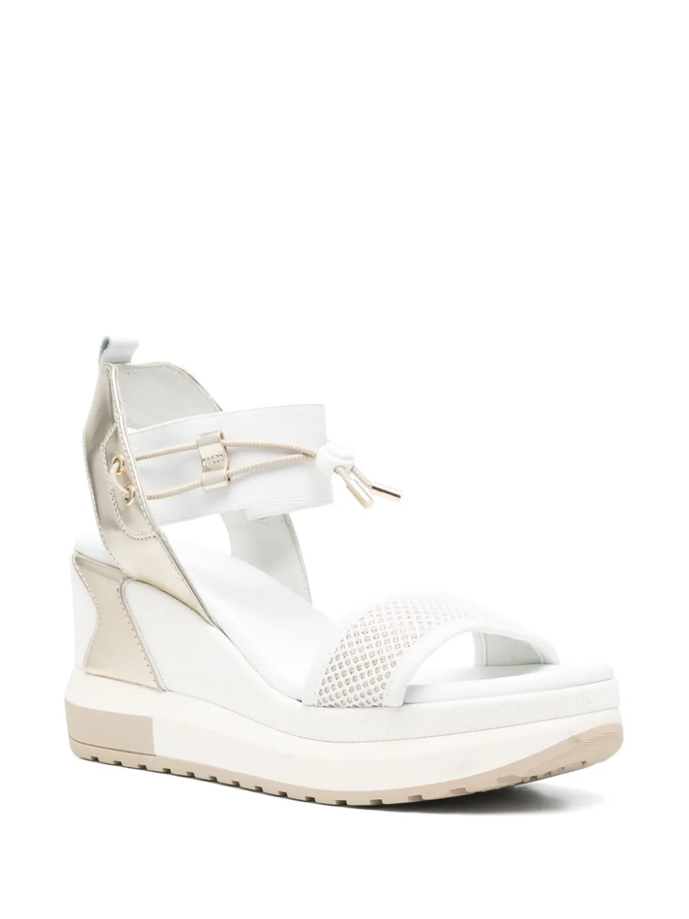 NeroGiardini 80mm leather wedge sandals White