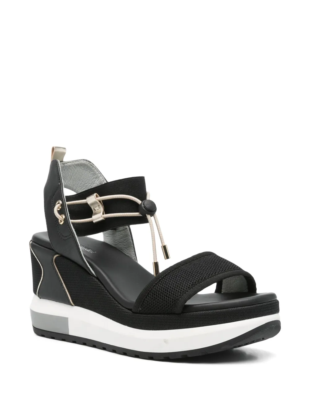 NeroGiardini 80mm leather wedge sandals Black
