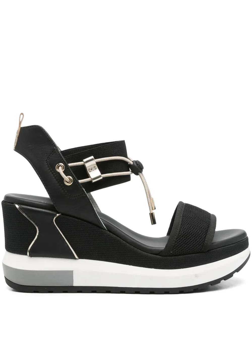 NeroGiardini 80mm leather wedge sandals Black