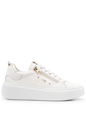 Herno monogram-heel Leather Sneakers | White | FARFETCH JO