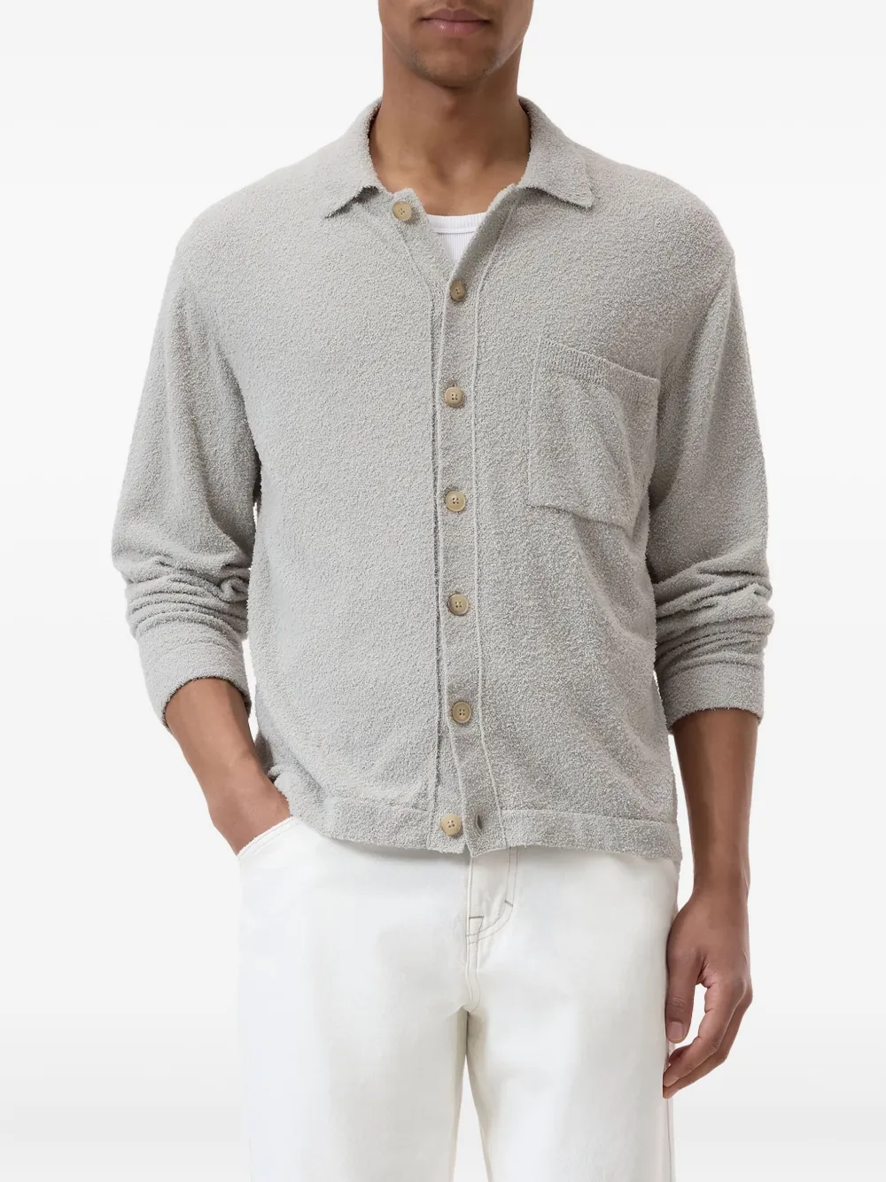 Closed Vest met knopen en textuur Grijs