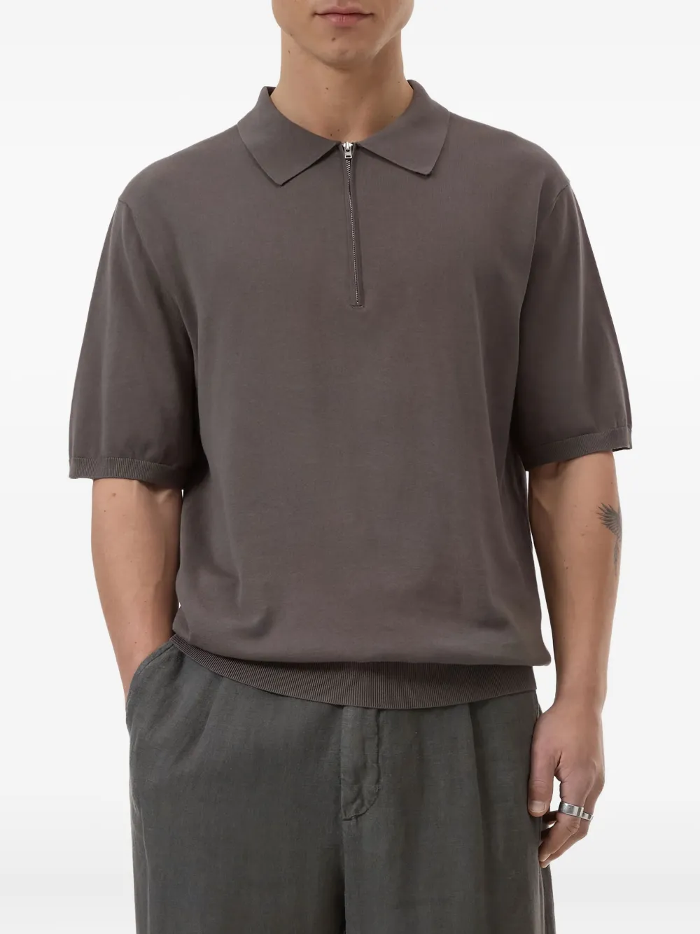 Closed Poloshirt met hals met rits Grijs