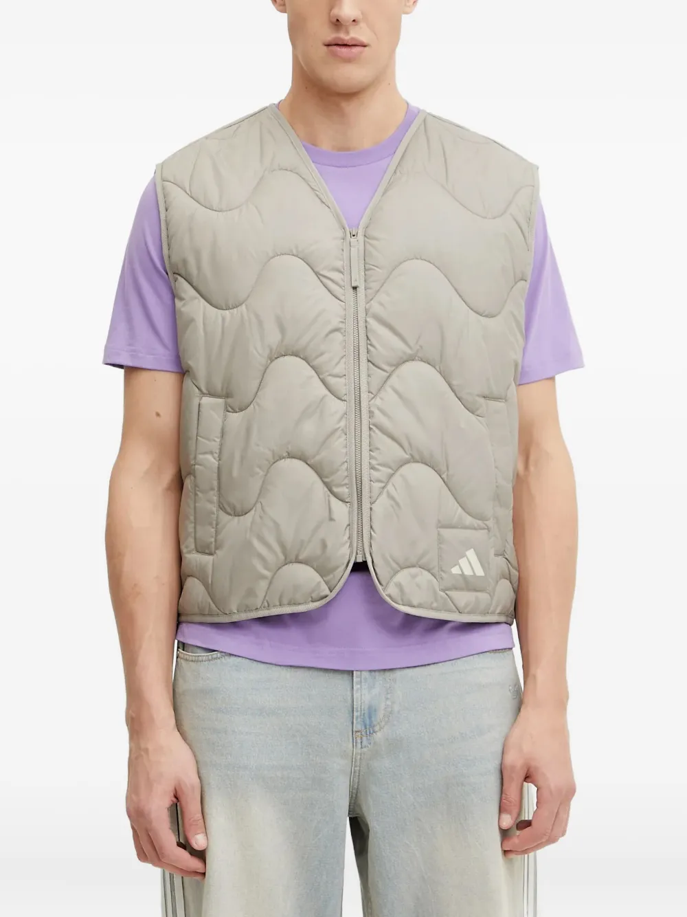 adidas logo-patch quilted-wave vest | Grey | Image 1