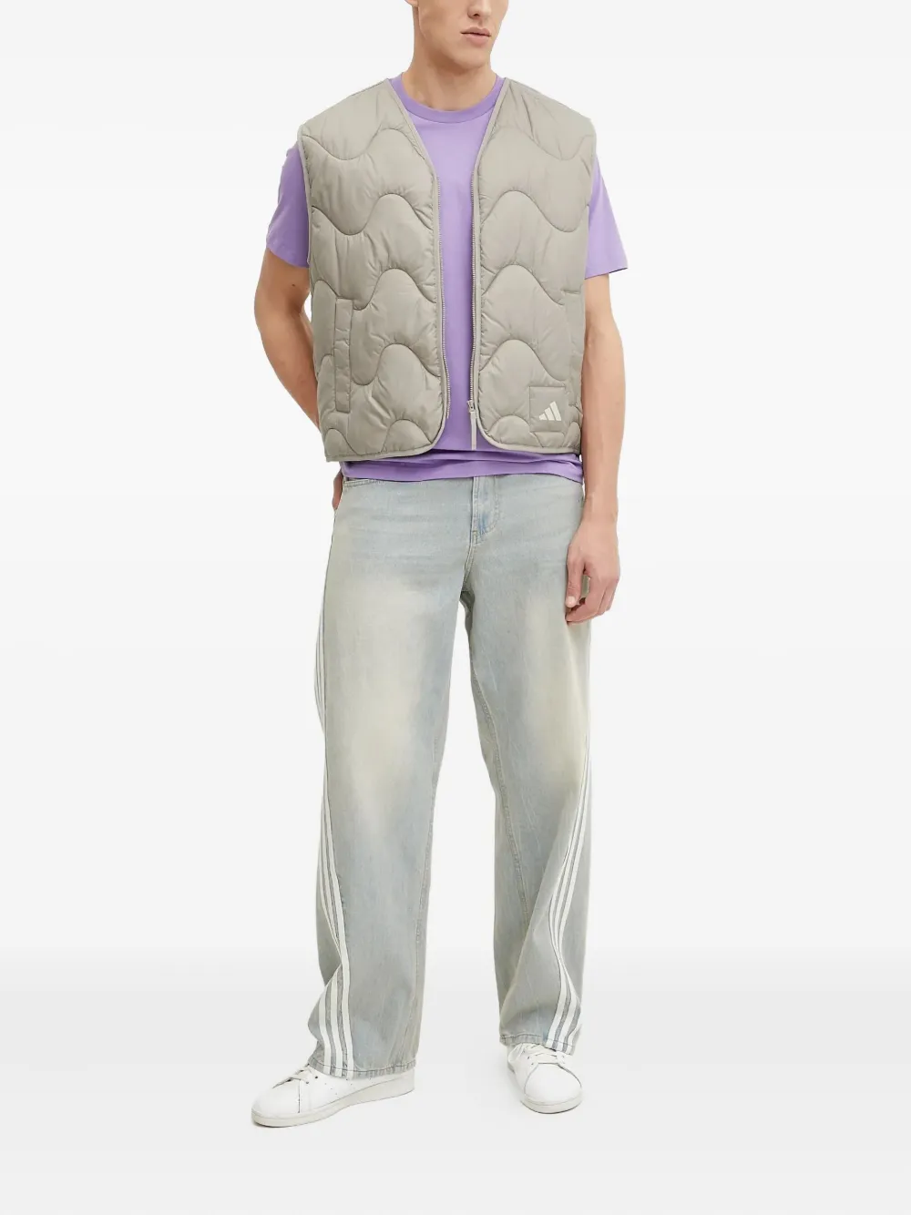 adidas logo-patch quilted-wave vest | Waistcoats & Gilets | Image 2