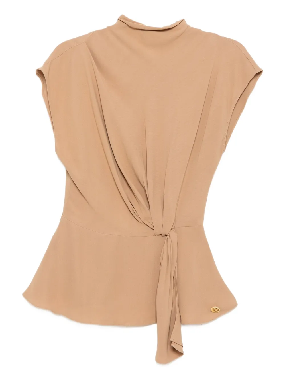 Karl Lagerfeld Fluid Short-sleeved Knit Blouse In Neutral