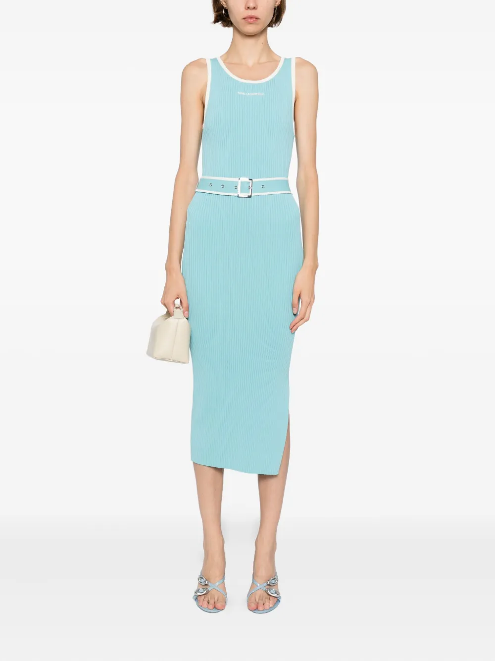 Karl Lagerfeld logo-embroidered dress Blauw