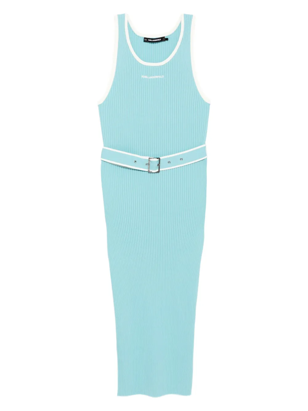 Karl Lagerfeld logo-embroidered dress Blauw