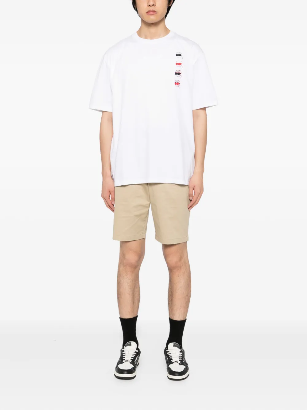 Karl Lagerfeld Shorts met geborduurd logo Beige