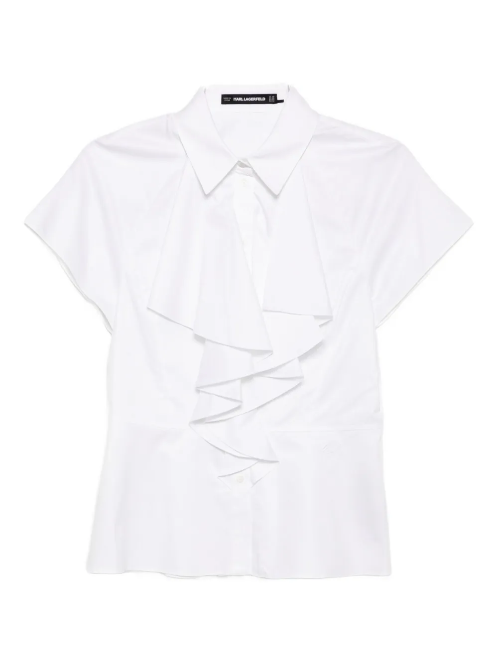 Karl Lagerfeld Short-sleeved Ruffle Shirt In White