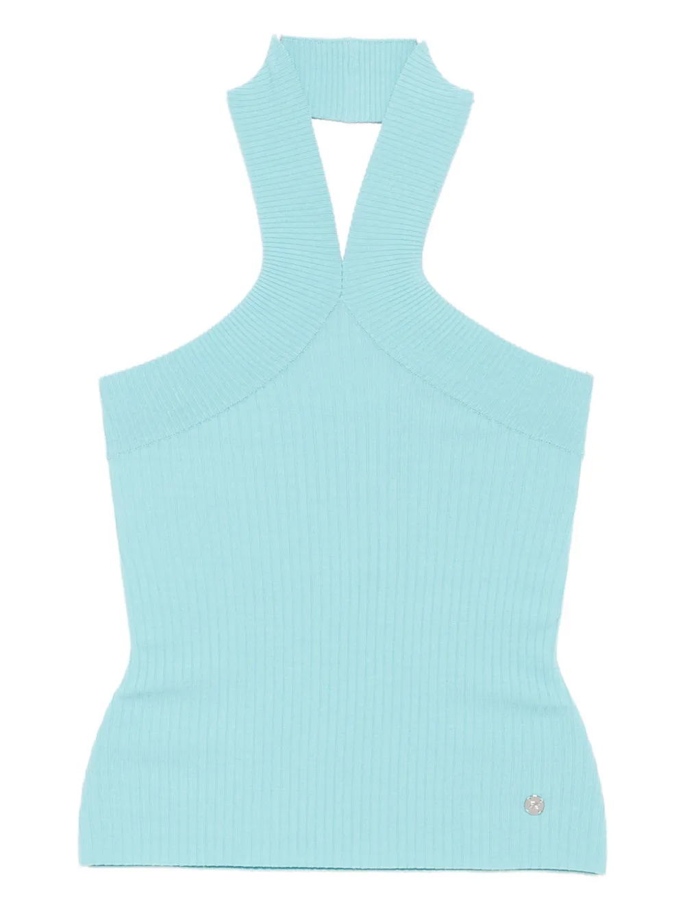 Karl Lagerfeld Halterneck Knit Tank Top In Blue