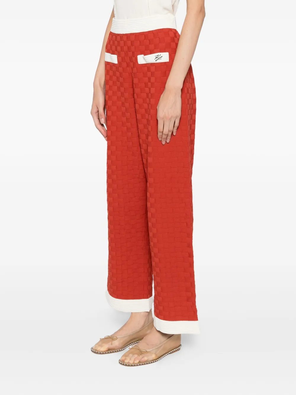 Karl Lagerfeld contrast knit trousers Rood