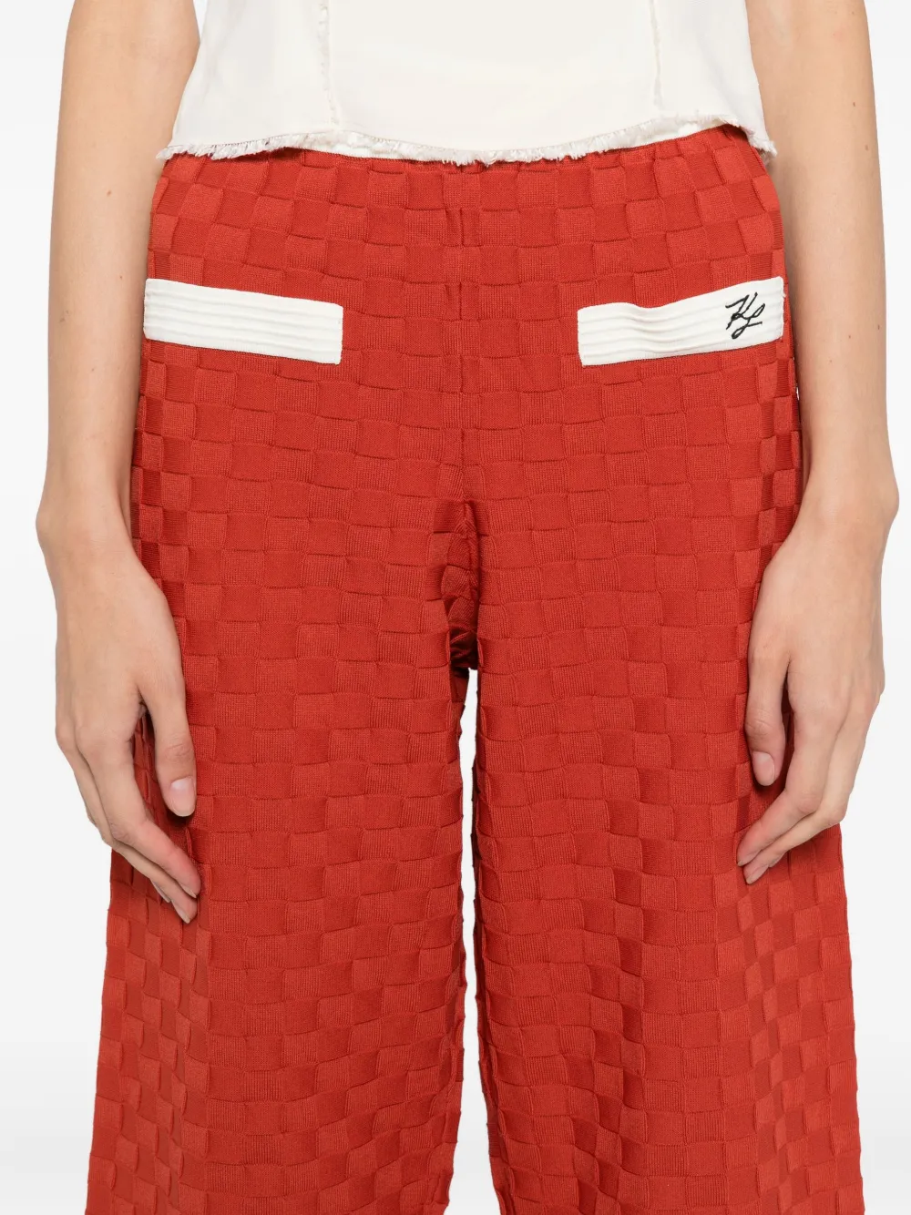 Karl Lagerfeld contrast knit trousers Rood