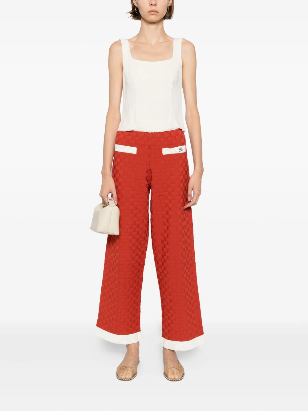 Karl Lagerfeld contrast knit trousers Rood