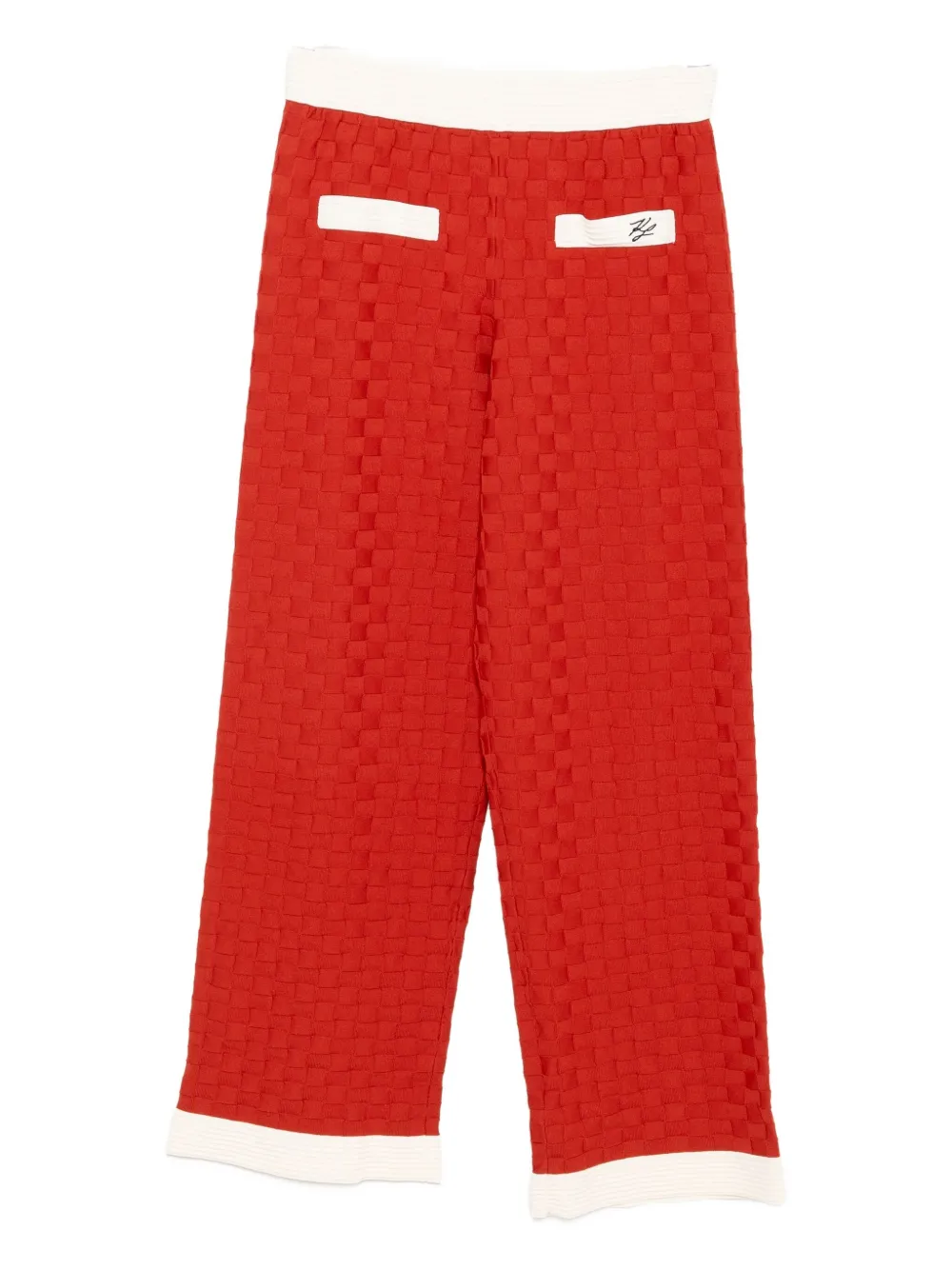Karl Lagerfeld Contrast Knit Trousers In Red
