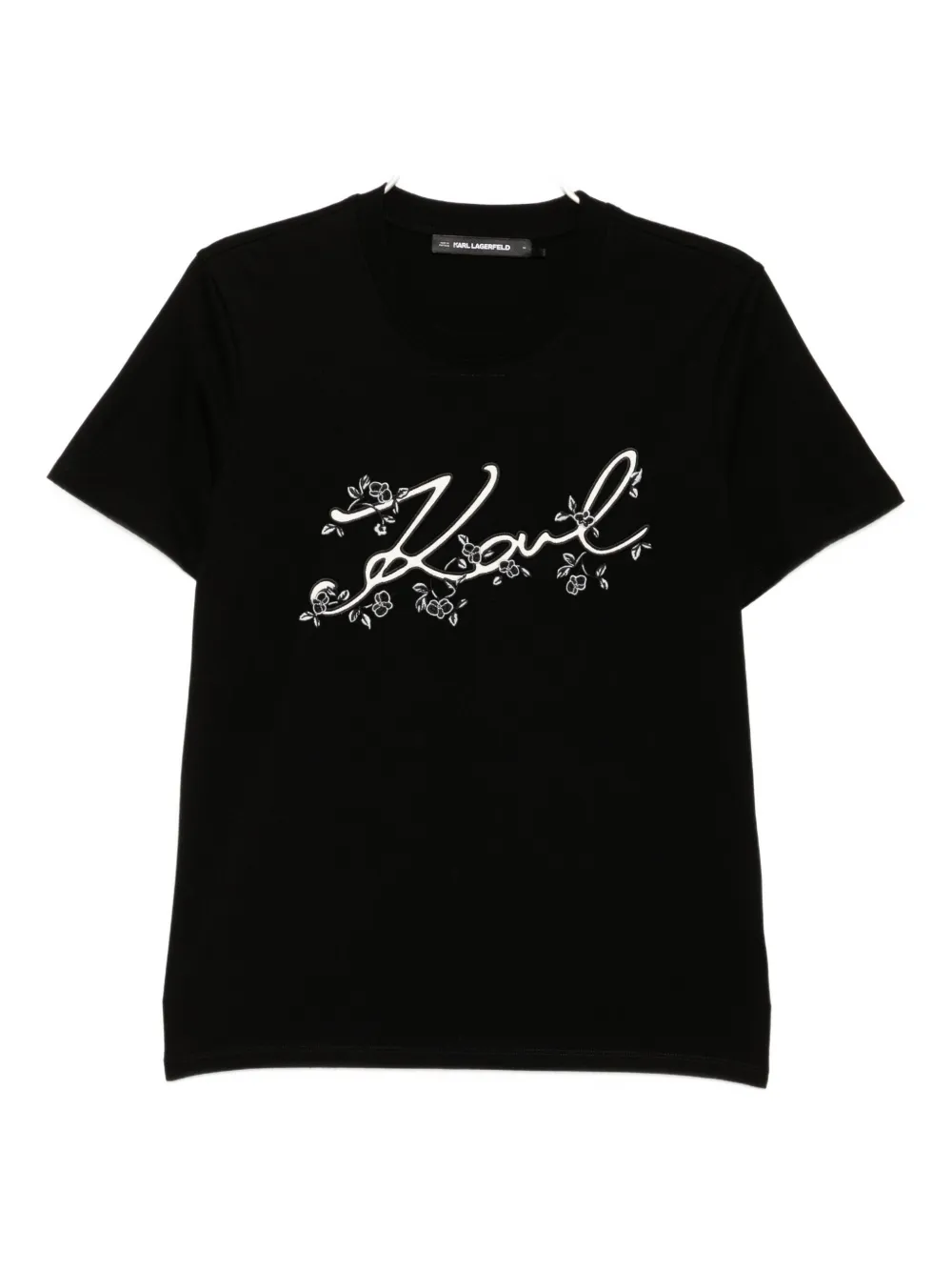Karl Lagerfeld logo-embroidered T-shirt | Black | Image 1