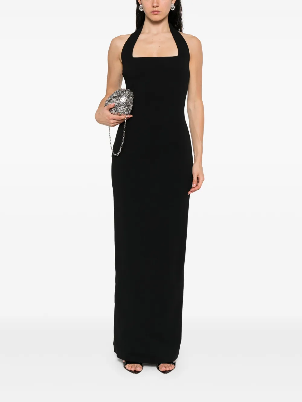 Solace London square-neck dress - Zwart