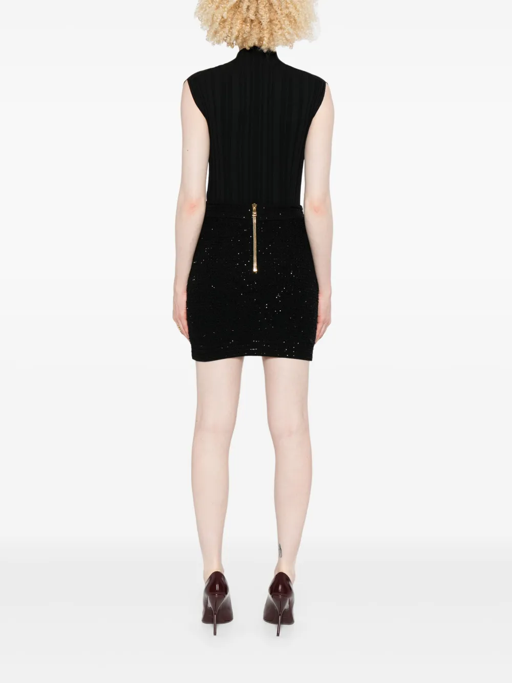 Balmain Button-embellished Skirt In Black