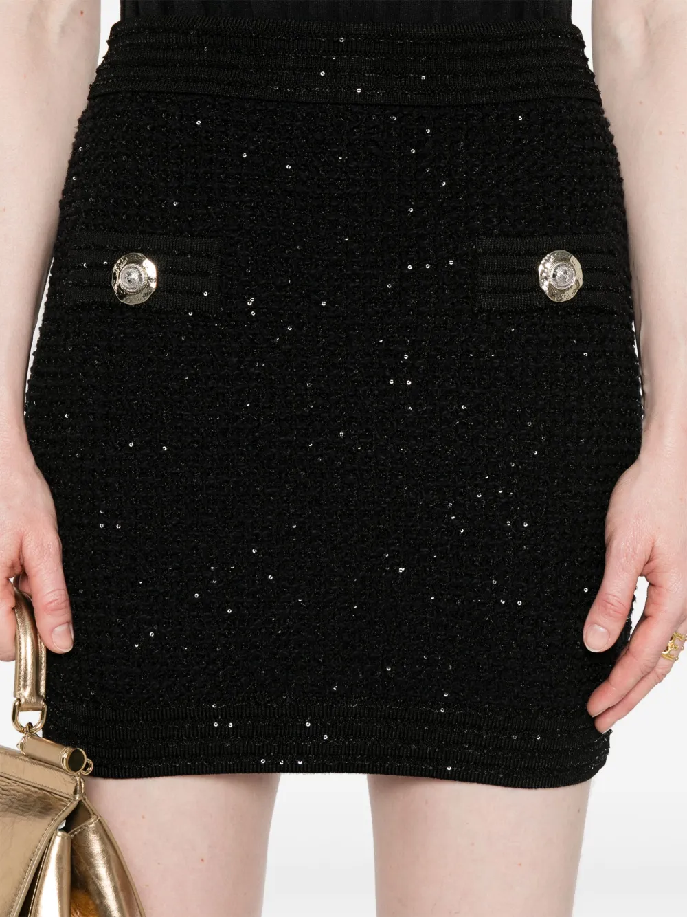 Balmain Button-embellished Skirt In Black