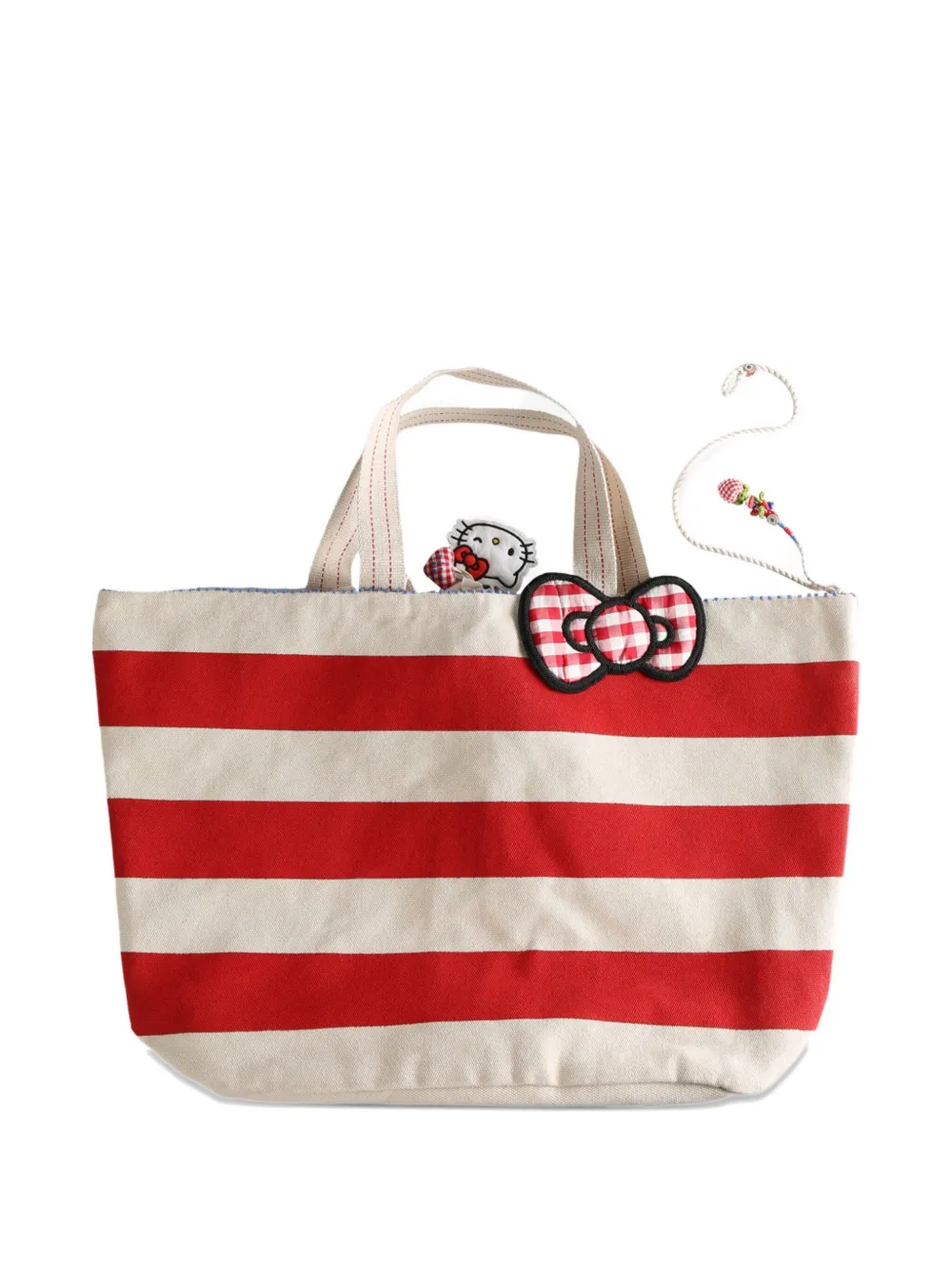 Péro X Hello Kitty Striped Tote Bag In Neutral