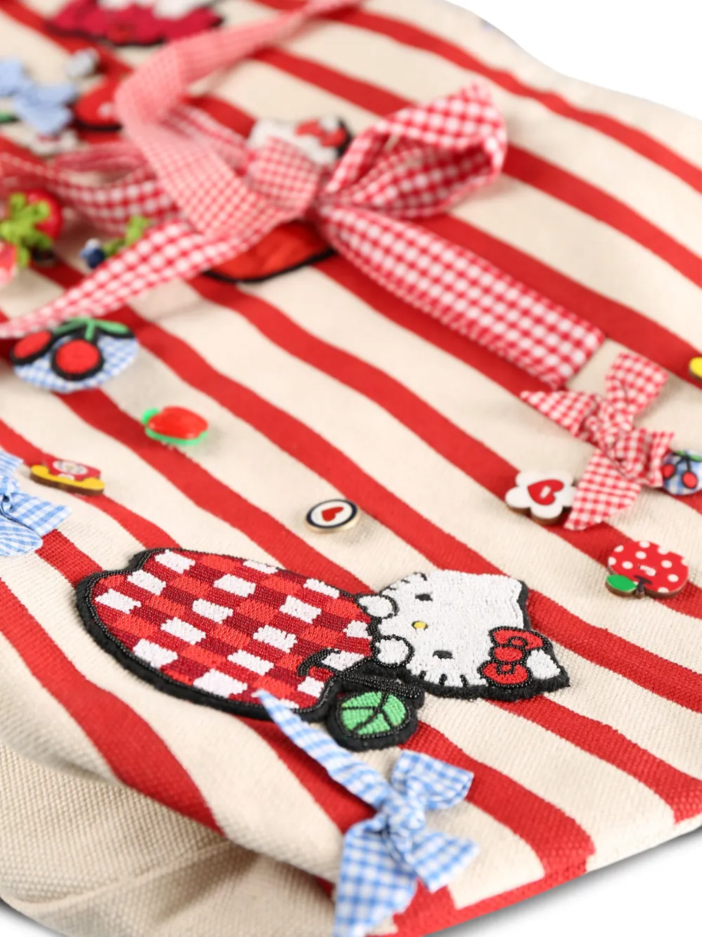 Péro X Hello Kitty Striped Tote Bag In Neutral