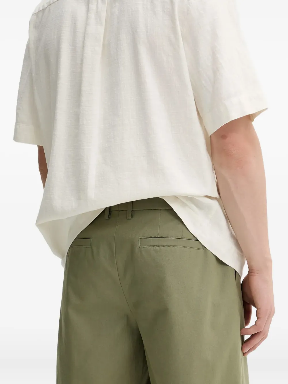 Apc Chino Pleated Cotton Shorts In Green