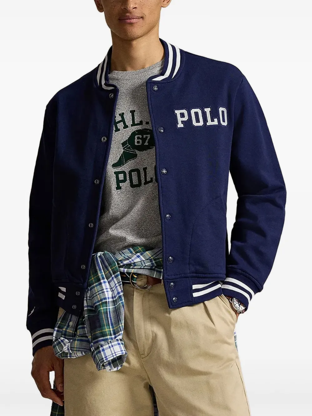 Polo Ralph Lauren Bomberjack met geborduurde letter Blauw