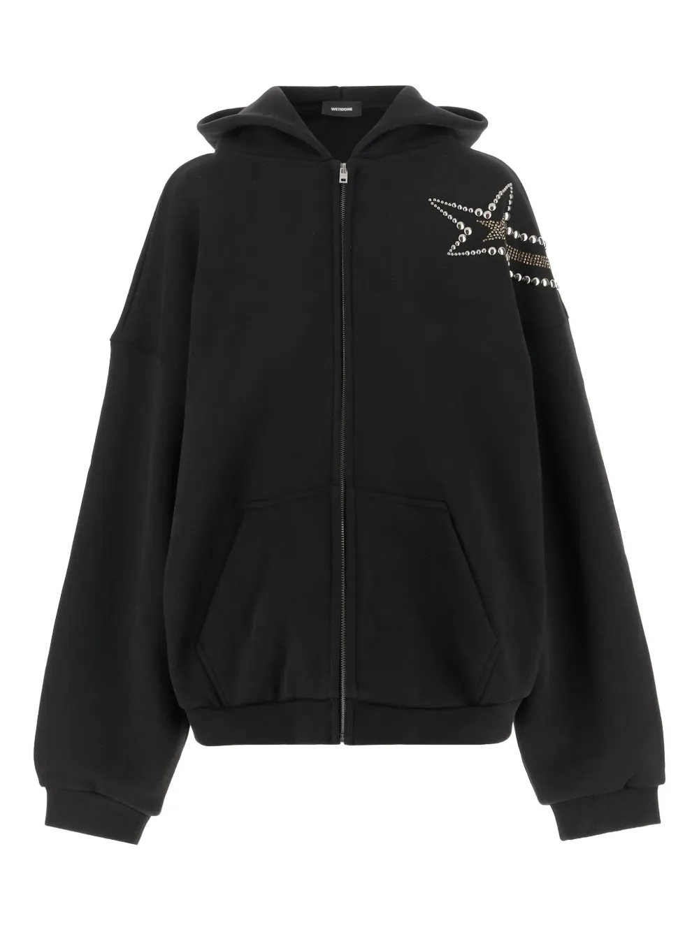 We11done star-embellished zip-up hoodie | Black | Image 1