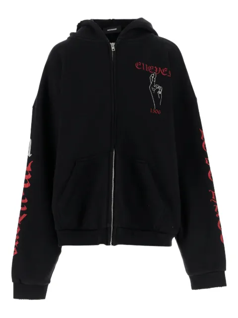 We11done graphic-print zip-up hoodie