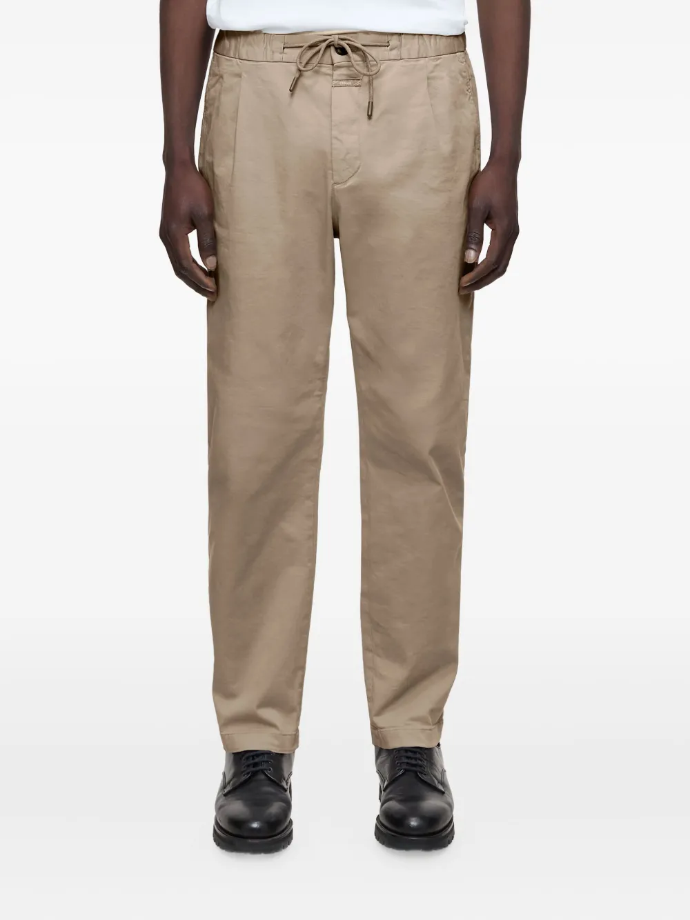 Closed Geplooide broek met trekkoord Beige