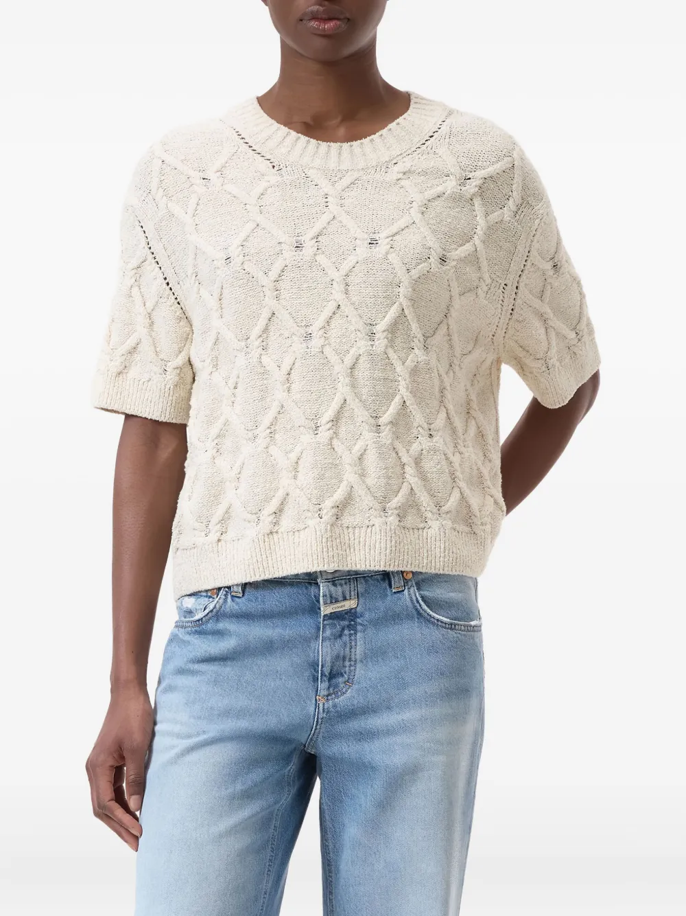 Closed Kabelgebreide top Beige