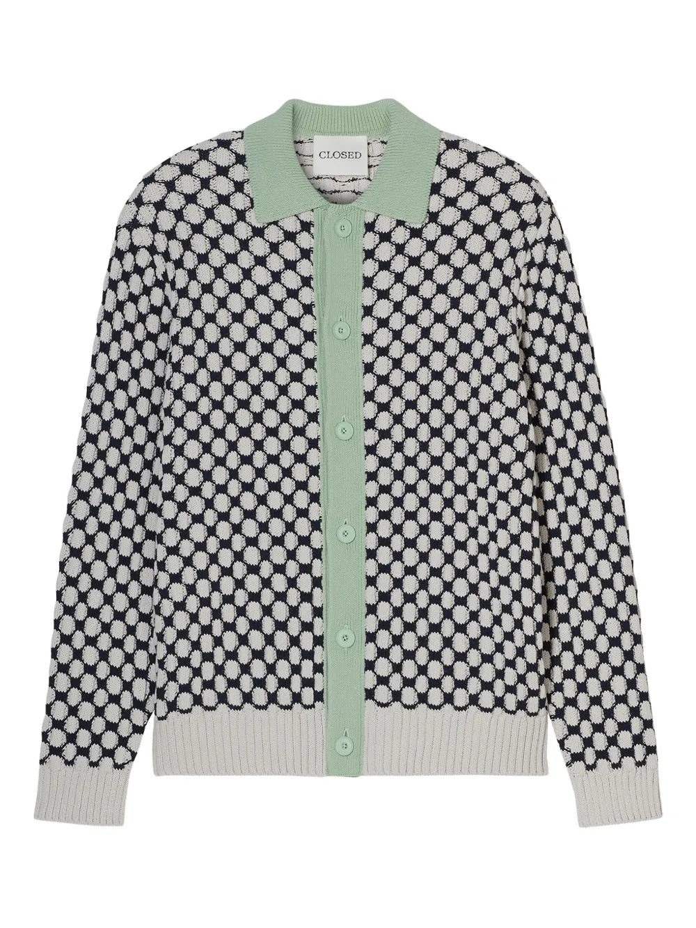 Closed Vest met polokraag en patroon Zwart