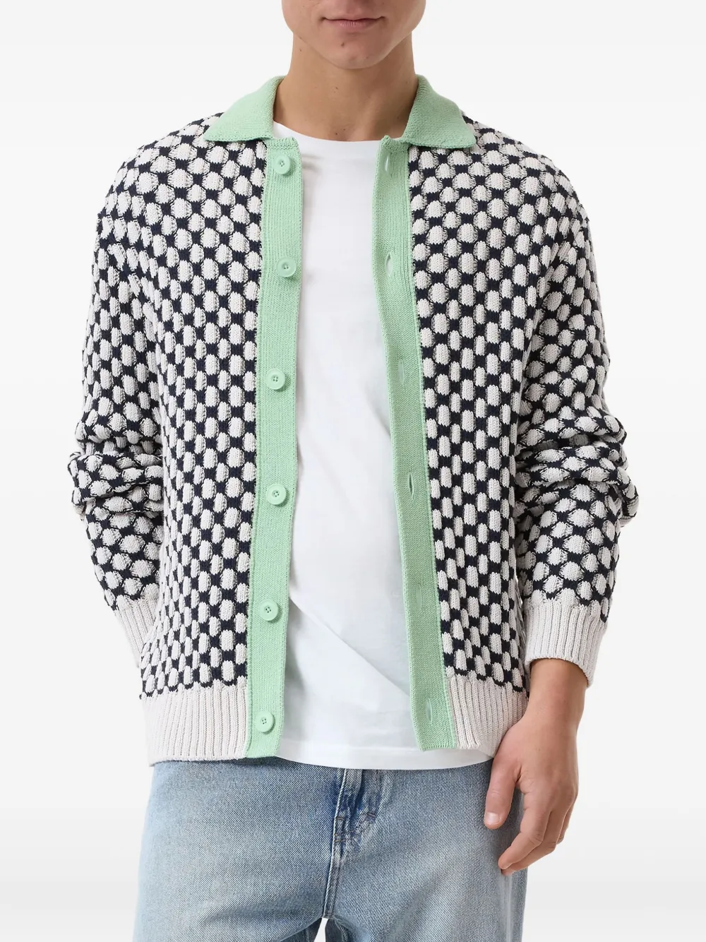 Closed Vest met polokraag en patroon Zwart