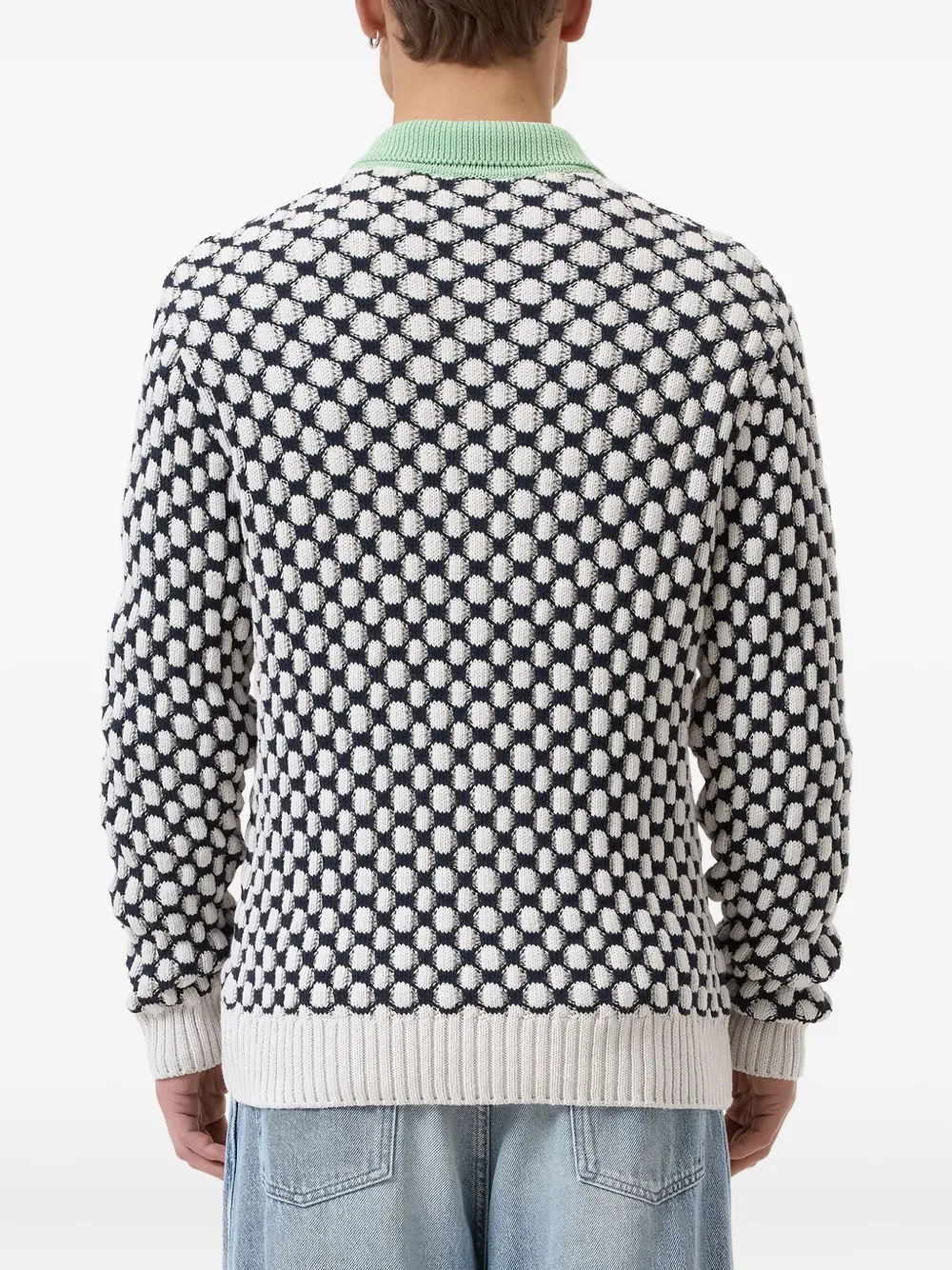 Closed Vest met polokraag en patroon Zwart