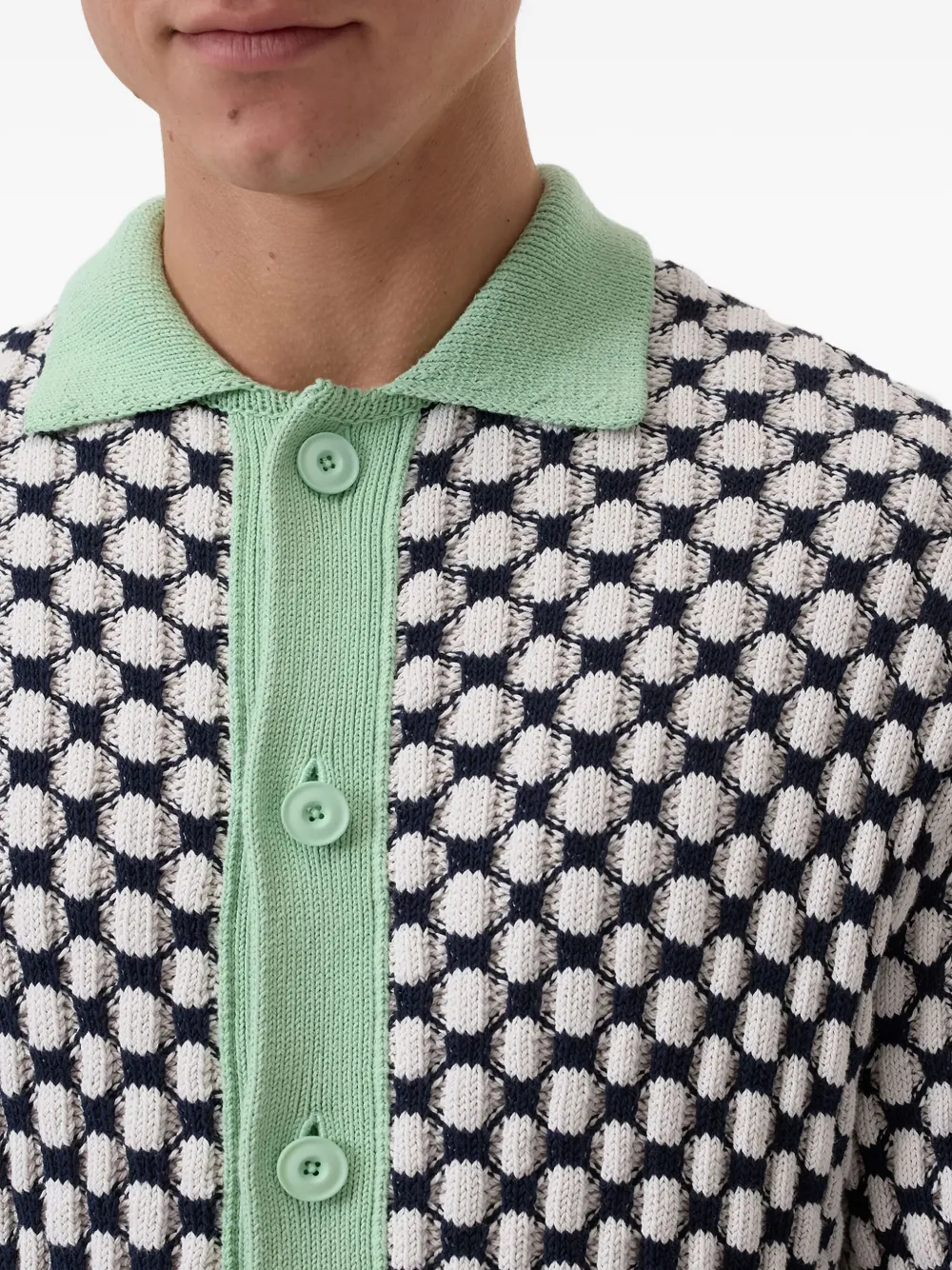 Closed Vest met polokraag en patroon Zwart