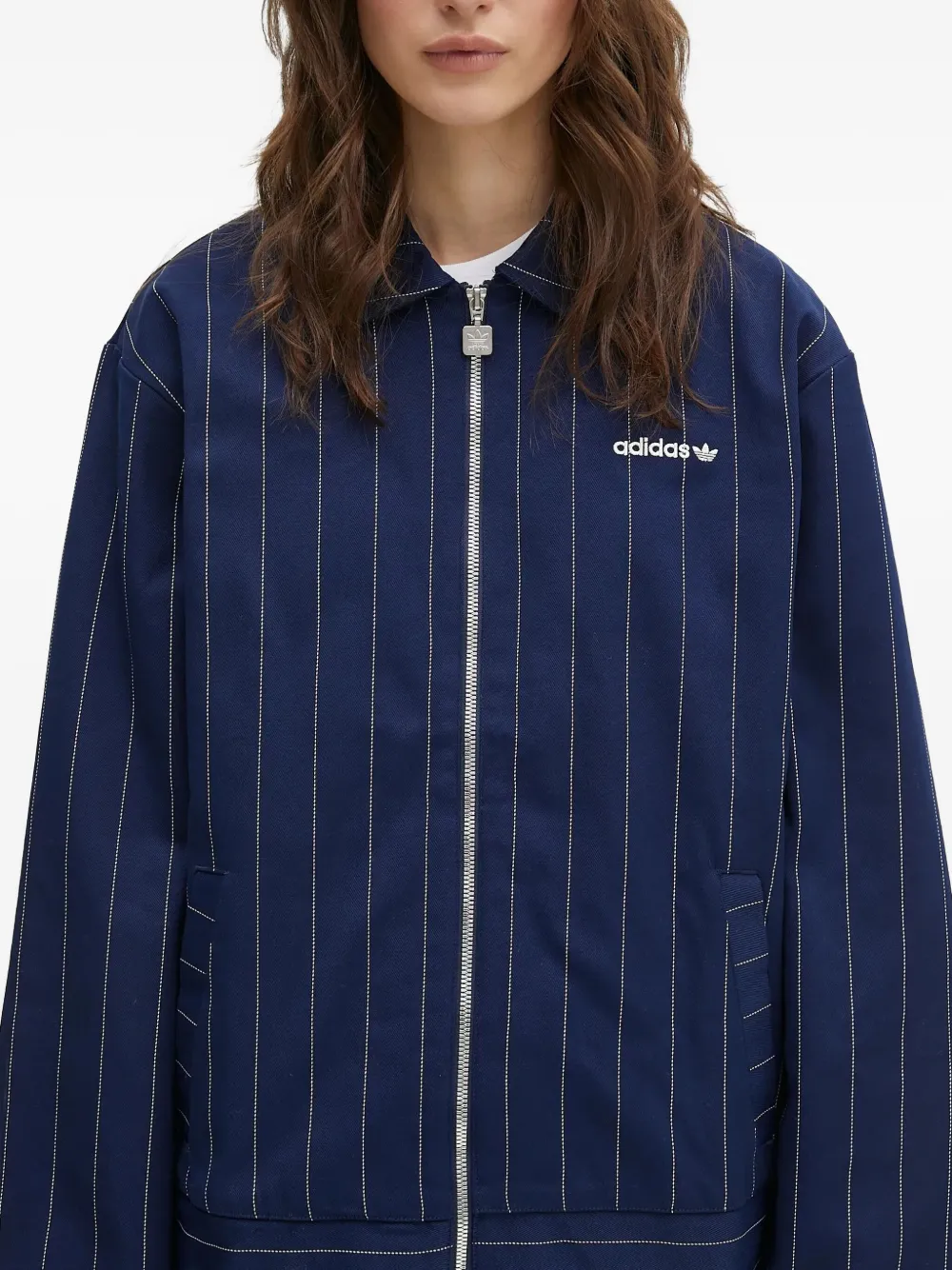 adidas Jack met krijtstreep en rits Blauw