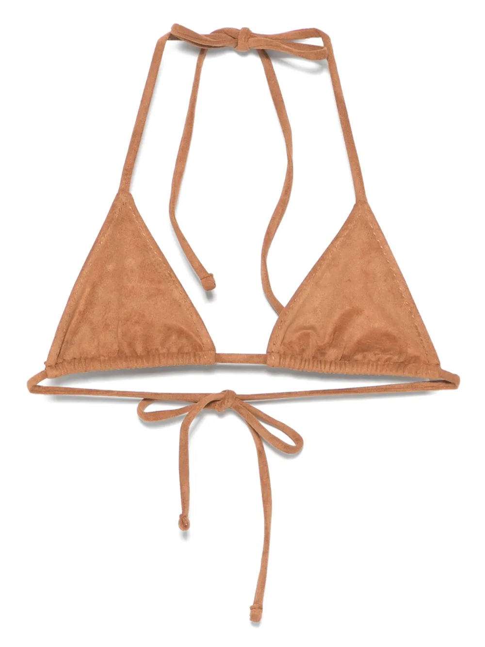 Frankies Bikinis x Bella Hadid suede triangle bikini top - Marrone