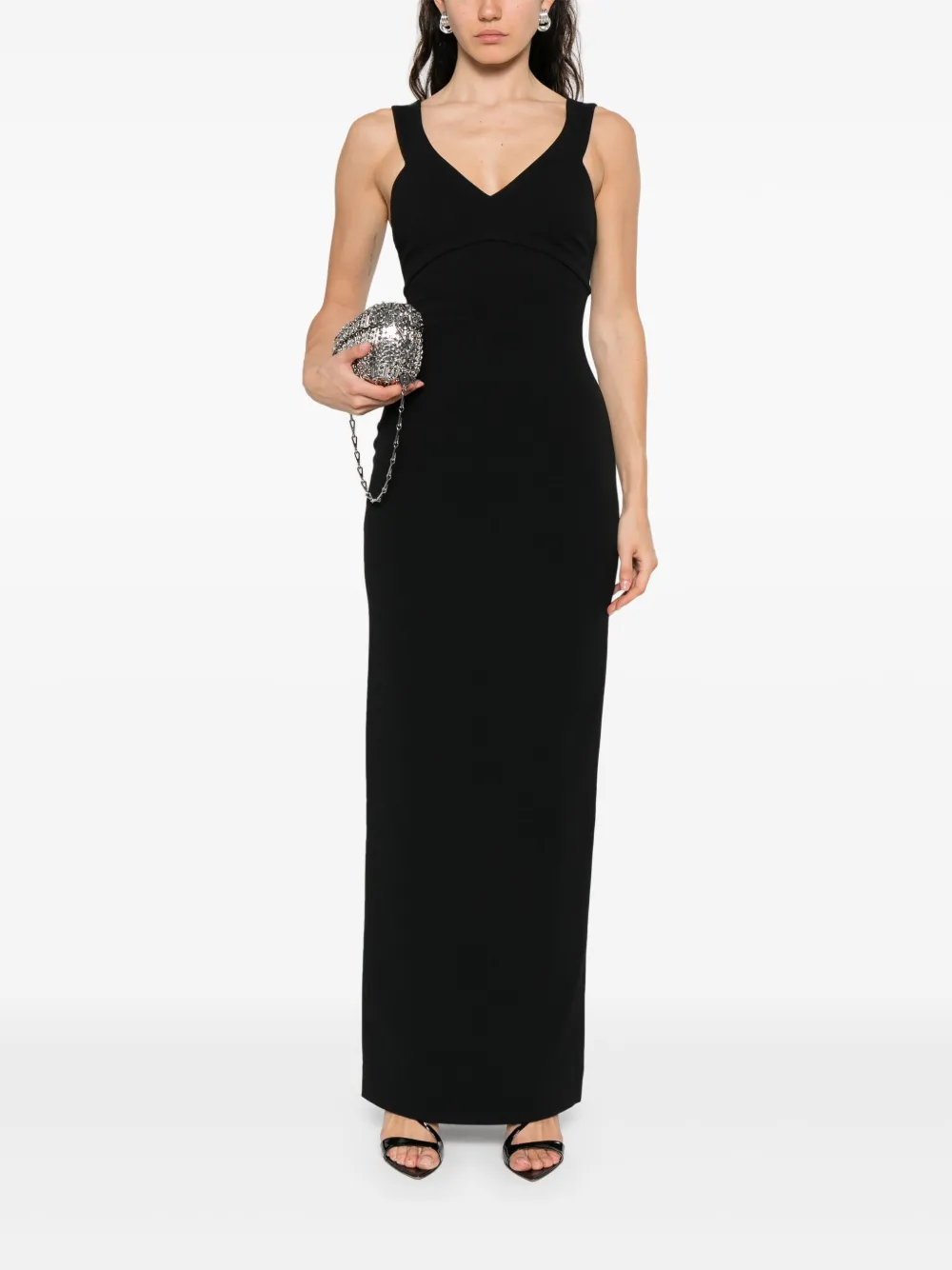 Solace London v-neck dress - Zwart