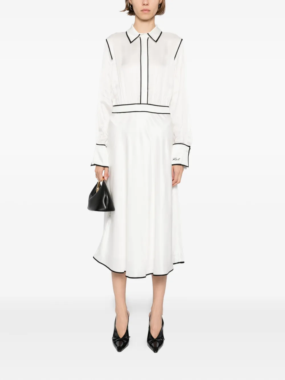 Karl Lagerfeld Jurk met contrasterende afwerking Wit