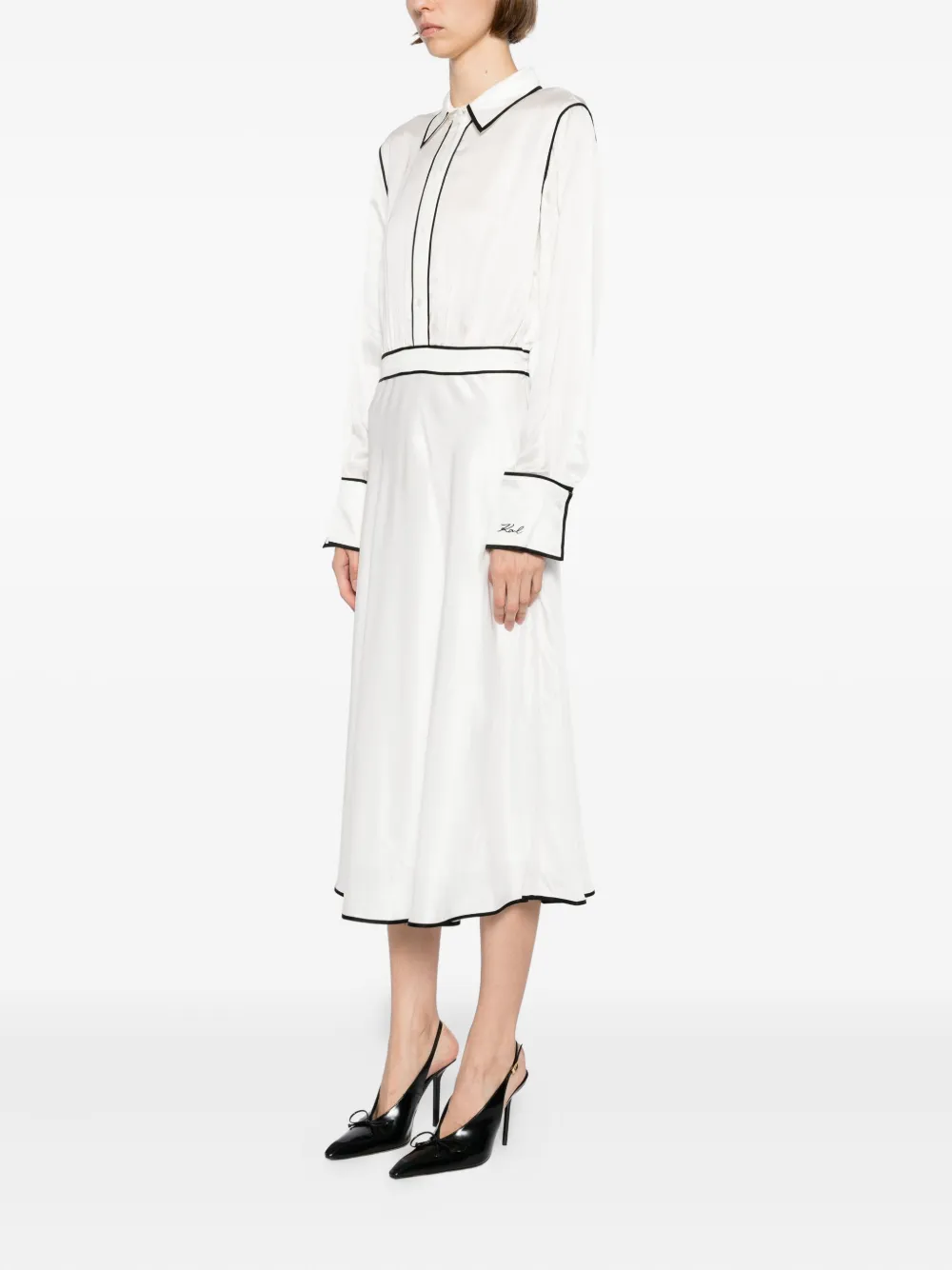 Karl Lagerfeld Jurk met contrasterende afwerking Wit