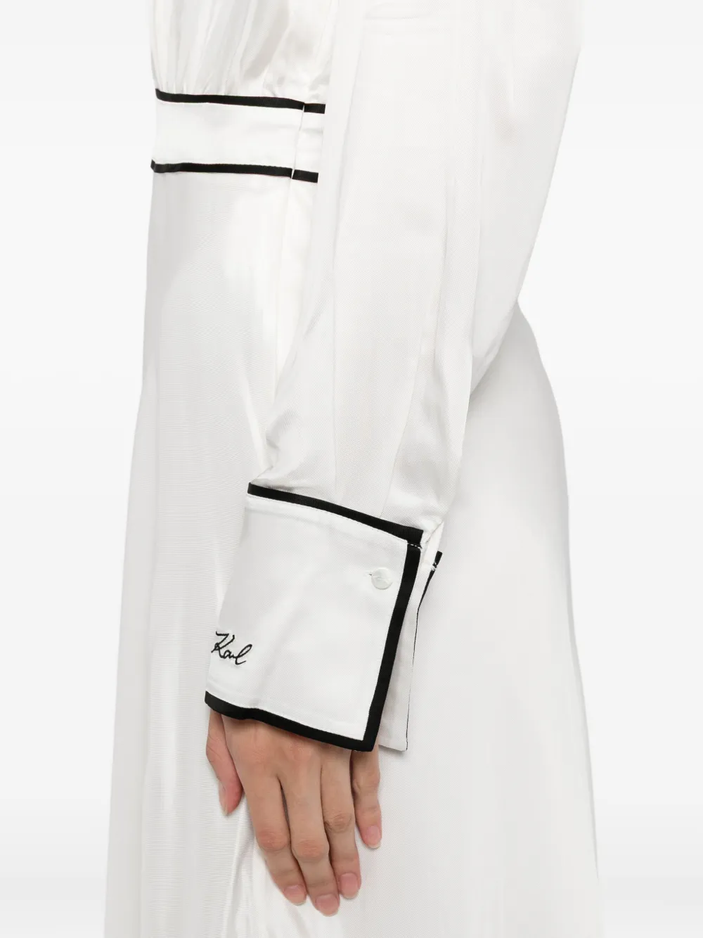 Karl Lagerfeld Jurk met contrasterende afwerking Wit