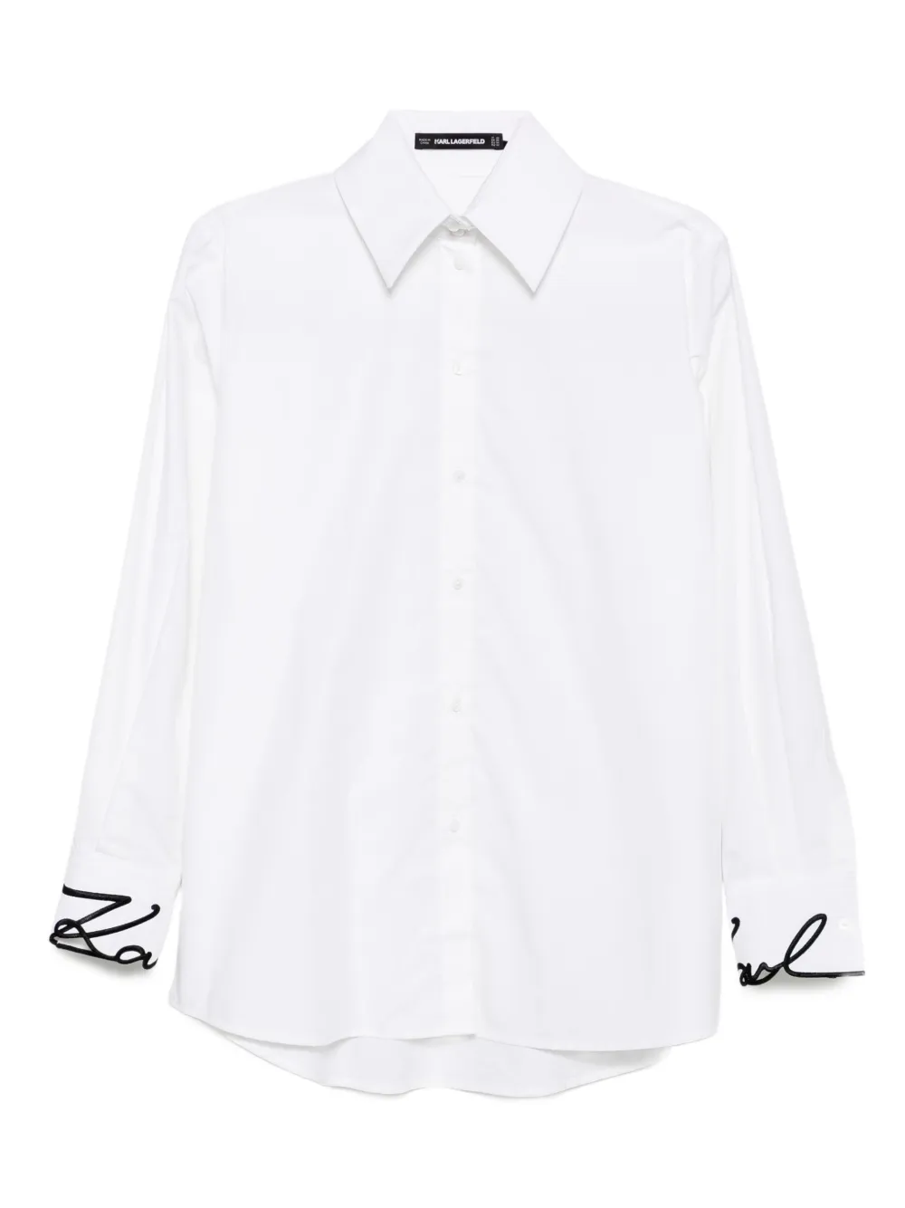 Karl Lagerfeld Popeline blouse met kenmerkende manchetten Wit