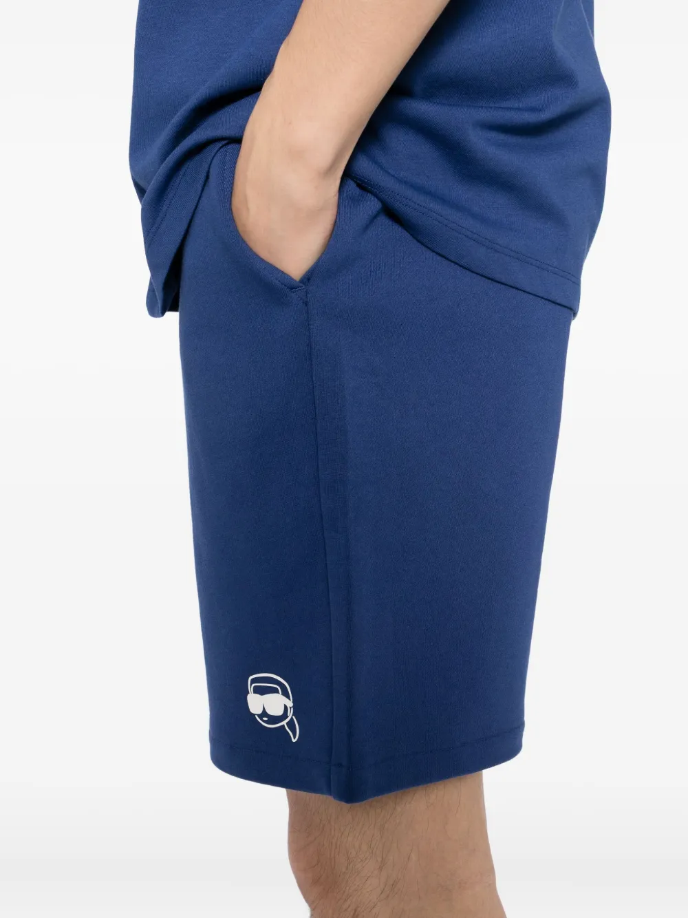 Karl Lagerfeld Shorts met geborduurd logo Blauw
