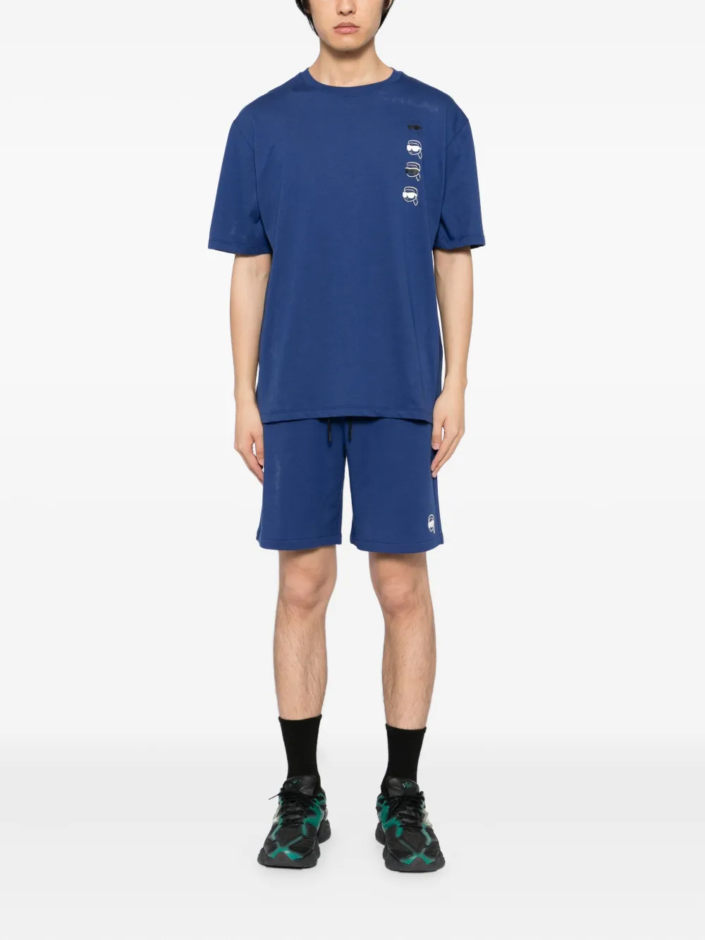 Karl Lagerfeld Shorts met geborduurd logo Blauw